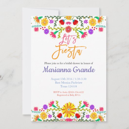 Fiesta Bridal Dusche Einladung (Vorderseite)