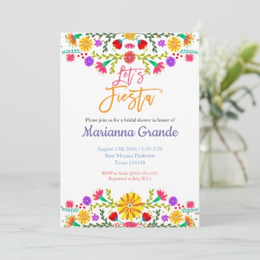 Fiesta Bridal Dusche Einladung (Stehend Vorderseite)