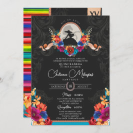 Fiesta Bright Blume Elegante Charro Quinceanera Einladung