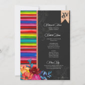 Fiesta Bright Floral und Serape Charro Quinceanera Einladung (Rückseite)