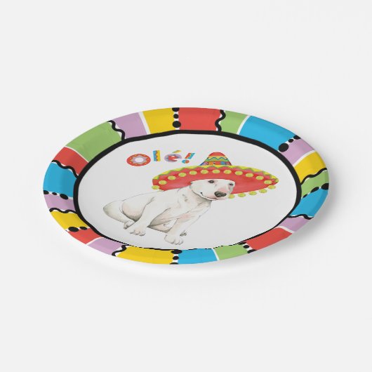 Fiesta-Bullterrier Pappteller (Schrägansicht)