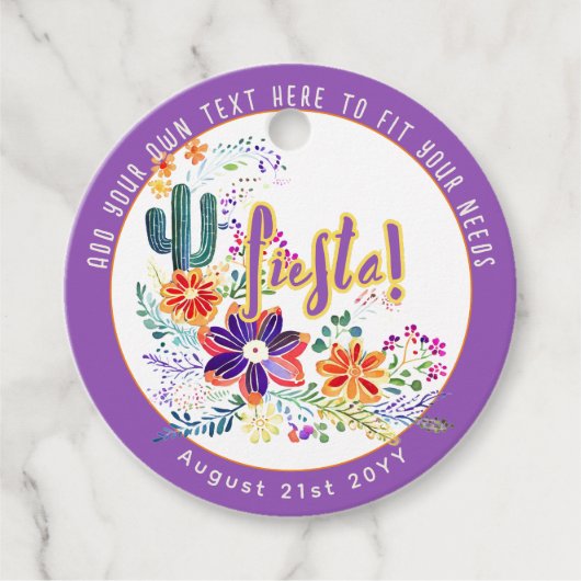 FIESTA Cacti Folkart Blume Custom Geschenkanhänger (Vorderseite)