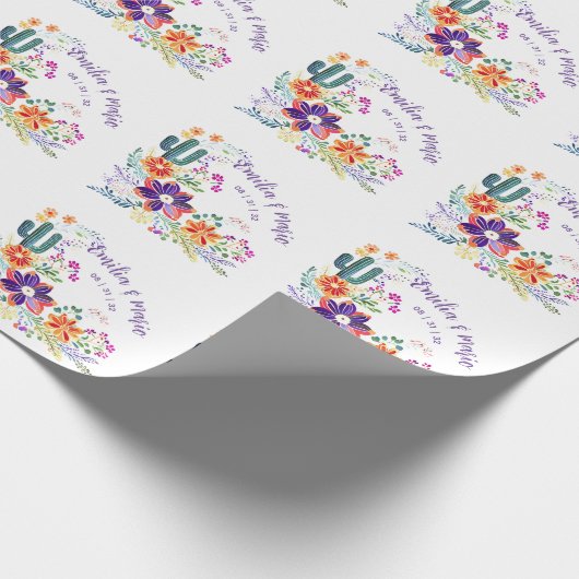 FIESTA Cacti Folkart Blume Custom Geschenkpapier (Ecke)