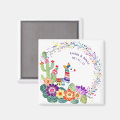 FIESTA Cacti Folkart Blume Custom Magnet (Vorderseite/Rückseite)