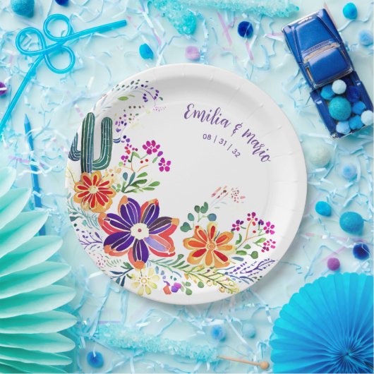 FIESTA Cacti Folkart Blume Custom Pappteller (Party)