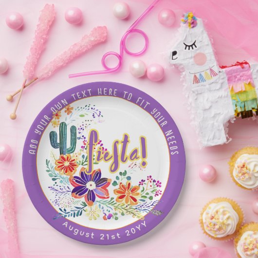 FIESTA Cacti Folkart Blume Custom Pappteller (Party)