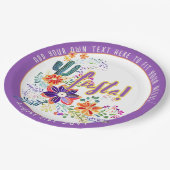 FIESTA Cacti Folkart Blume Custom Pappteller (Schrägansicht)