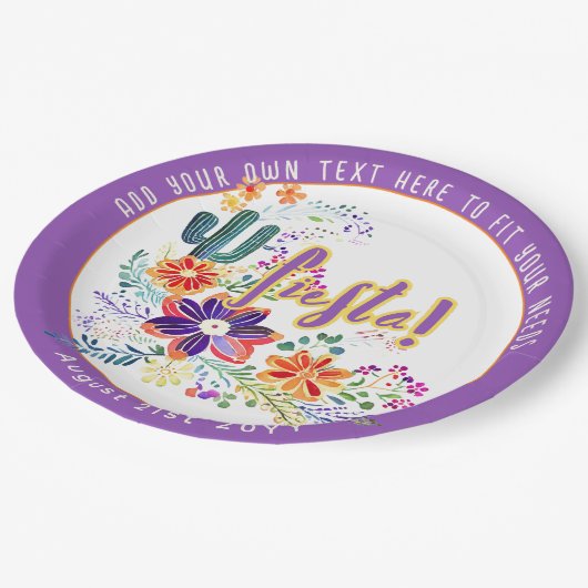 FIESTA Cacti Folkart Blume Custom Pappteller (Schrägansicht)