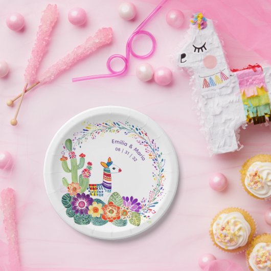 FIESTA Cacti Folkart Blume Custom Pappteller (Party)