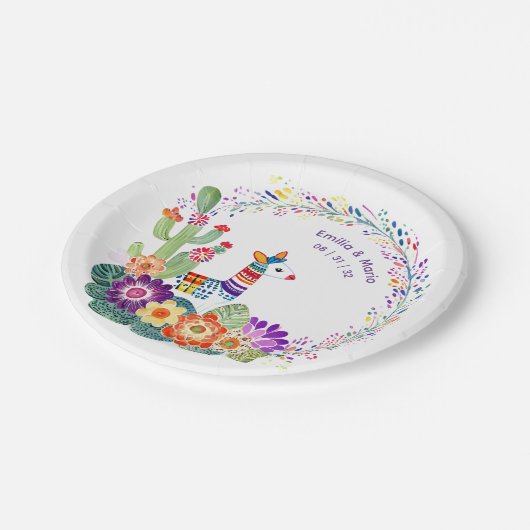 FIESTA Cacti Folkart Blume Custom Pappteller (Schrägansicht)