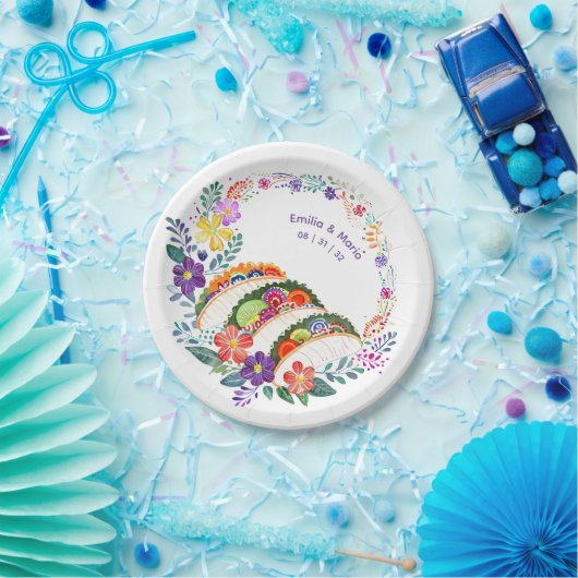 FIESTA Cacti Folkart Blume Custom Pappteller (Party)