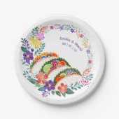 FIESTA Cacti Folkart Blume Custom Pappteller (Vorderseite)