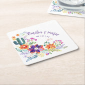 FIESTA Cacti Folkart Blume Custom Rechteckiger Pappuntersetzer (angewinkelt)