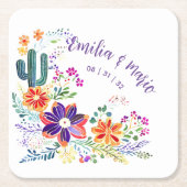 FIESTA Cacti Folkart Blume Custom Rechteckiger Pappuntersetzer (Vorderseite)