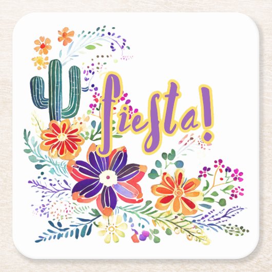 FIESTA Cacti Folkart Blume Custom Rechteckiger Pappuntersetzer (Vorderseite)