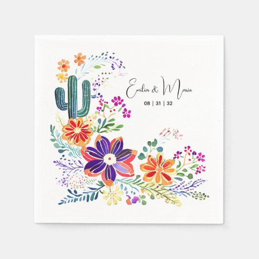FIESTA Cacti Folkart Blume Custom Serviette (Vorderseite)