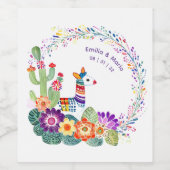 FIESTA Cacti Folkart Blume Custom Weinetikett (Einzelnes Label)