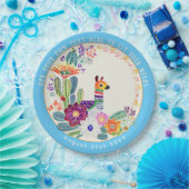 FIESTA Cacti Llama Folkart Blume Blue Custom Pappteller (Party)