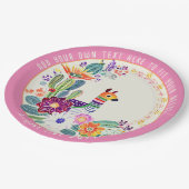 FIESTA Cacti Llama FolkBlumen Pink Custom Pappteller (Schrägansicht)