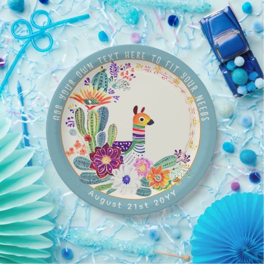 FIESTA Cacti Llama FolkFlowers Party Custom Pappteller (Party)
