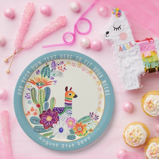 FIESTA Cacti Llama FolkFlowers Party Custom Pappteller (Party)