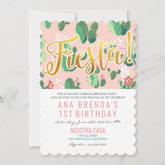 Fiesta Cactus 1. Geburtstag Einladung (Vorderseite)