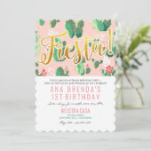 Fiesta Cactus 1. Geburtstag Einladung (Stehend Vorderseite)