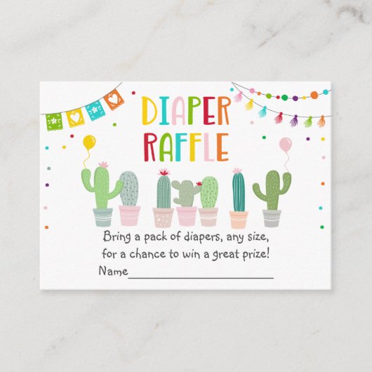 Fiesta Cactus Baby Duwer Diaper Raffle Begleitkarte (Vorderseite)