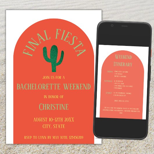 Fiesta Cactus Bachelorette Wochenende Einladung