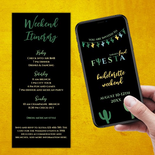 Fiesta Cactus Bachelorette Wochenende Einladung