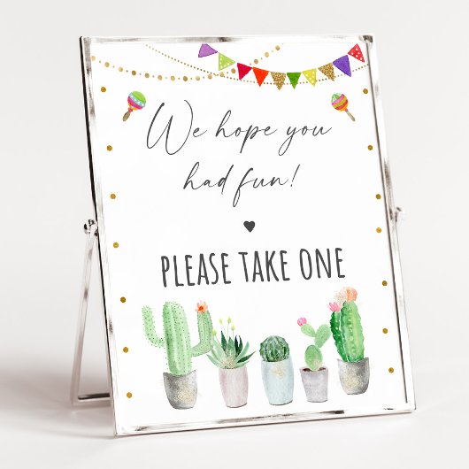 Fiesta Cactus Birthday Party Gunst Sign Poster