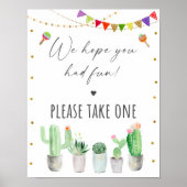 Fiesta Cactus Birthday Party Gunst Sign Poster (Vorne)