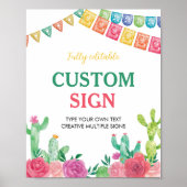 Fiesta Cactus Birthday Party Table Sign Poster (Vorne)