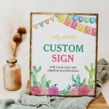 Fiesta Cactus Birthday Party Table Sign