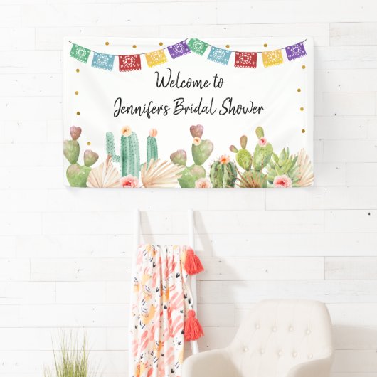 Fiesta Cactus Boho Brautparty Banner (Insitu)