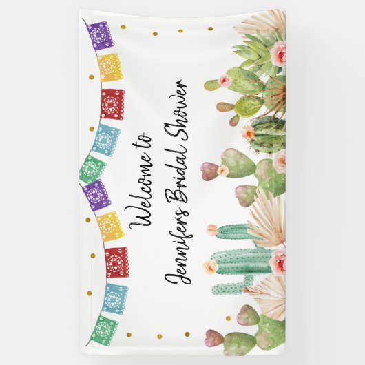 Fiesta Cactus Boho Brautparty Banner (Vertikal)