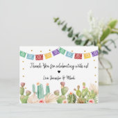 Fiesta Cactus Boho Brautparty Dankeskarte (Stehend Vorderseite)