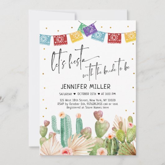 Fiesta Cactus Boho Brautparty Einladung (Vorderseite)