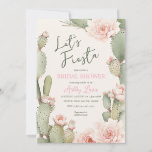 Fiesta Cactus Boho Brautparty Pink Blume Einladung