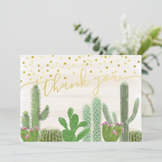 Fiesta Cactus Boho Brautparty Vielen Dank Dankeskarte (Stehend Vorderseite)