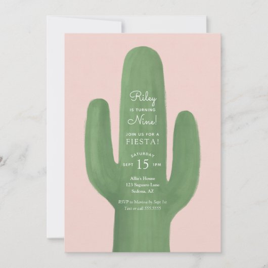 Fiesta Cactus Boho Girl Birthday Party Einladung (Vorderseite)