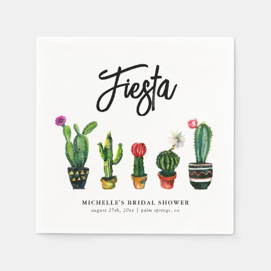 Fiesta Cactus Brautparty Serviette (Vorderseite)
