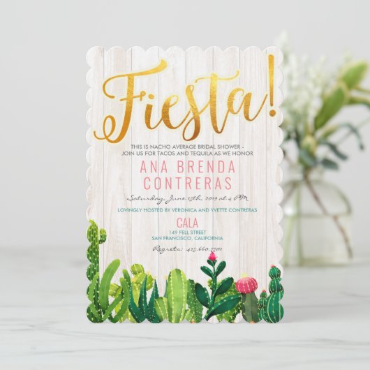 Fiesta Cactus Bridal Dusche Einladung (Stehend Vorderseite)