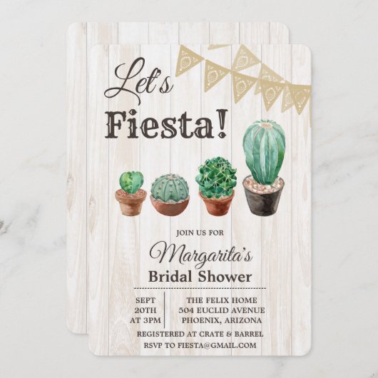 Fiesta Cactus Bridal Dusche Einladung (Vorne/Hinten)