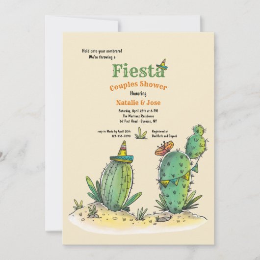 Fiesta Cactus Bridal Dusche Einladung (Vorderseite)