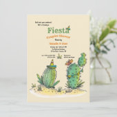 Fiesta Cactus Bridal Dusche Einladung (Stehend Vorderseite)