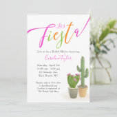Fiesta Cactus Bright Pink Green Brautparty Einladung (Stehend Vorderseite)