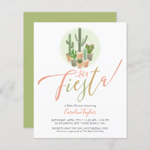 Fiesta Cactus Budget Baby Shower Einladung