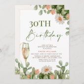 Fiesta Cactus Champagne Glass Geburtstag Einladung (Vorne/Hinten)