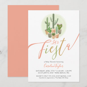 Fiesta Cactus Coral Sage Green Baby Showeinlage Einladung